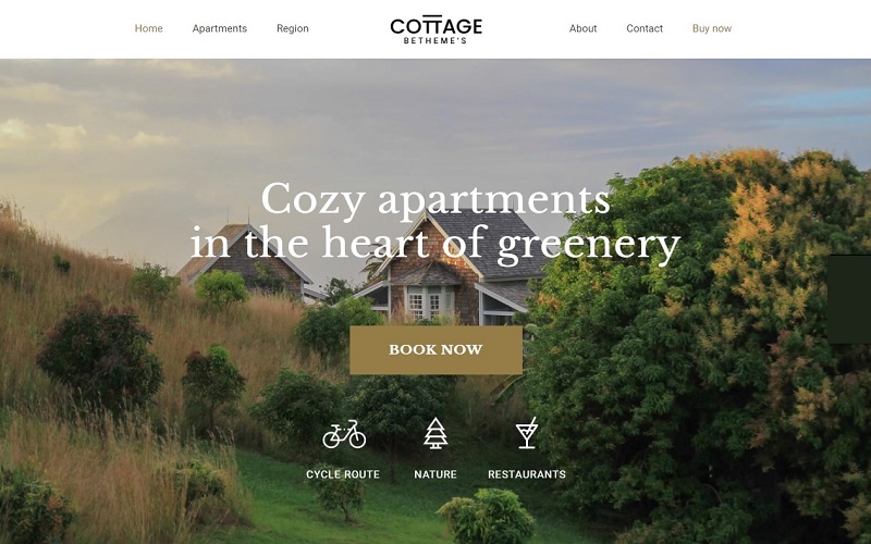 ‘Cottage 3’ is a fantastic WordPress theme for cottage and tiny homes sales!